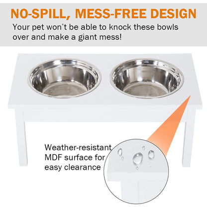 Purrfect Pet Kingdom - 23" Wooden Heavy Duty Dog Food Bowls Pet Elevated Feeding Station -White - 5