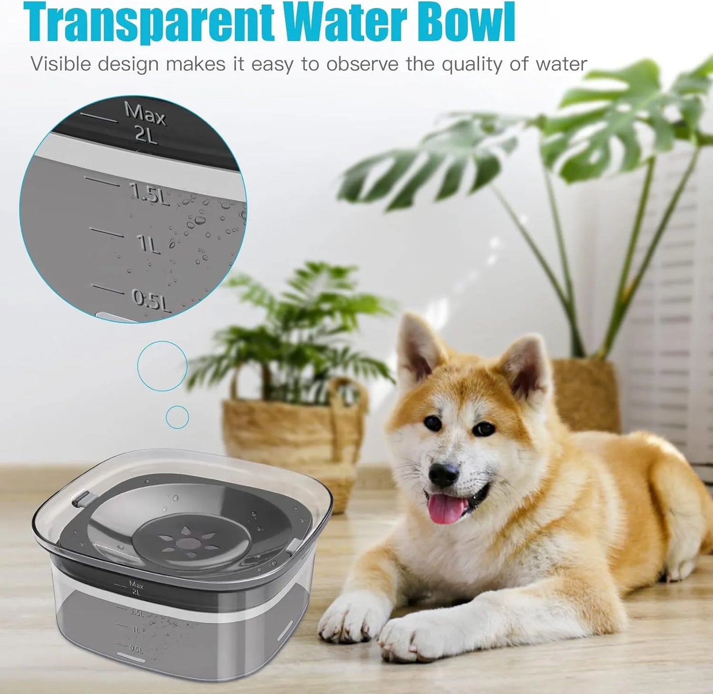 Purrfect Pet Kingdom - 2L No-Spill Dog Water Bowl - Splash-Proof Vehicle Travel Bowl - Water Fountains