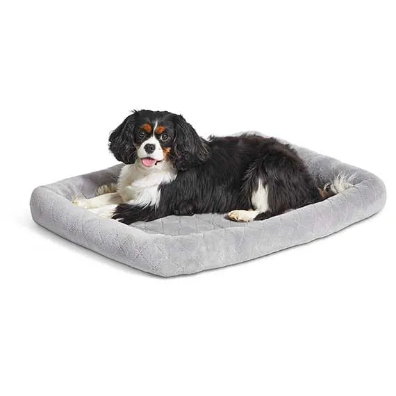 Professional-grade 30in gray Purrfect Pet Kingdom dog bed by The Family Pet, featuring a stylish diamond stitch design.