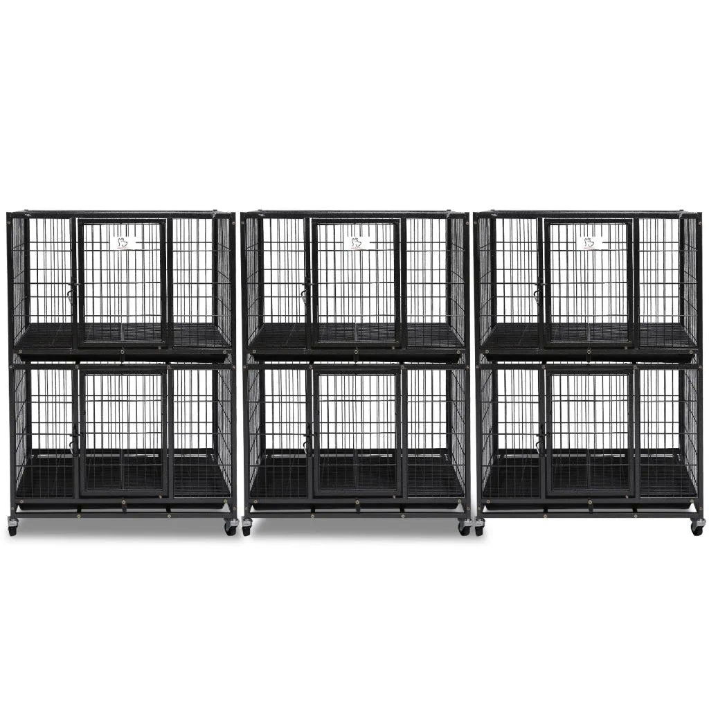 Purrfect Pet Kingdom - 31" Two-Tier Stackable Dog Crate 46A - Pet Carriers