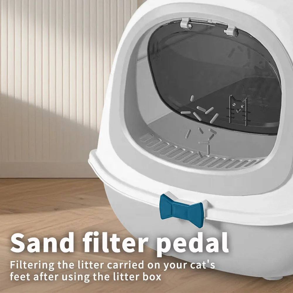 Purrfect Pet Kingdom - 52cm Large Fully Enclosed Flip Cover Cat Litter Box, Anti-Splashing Anti-Tracking Odor Locking Cat ...