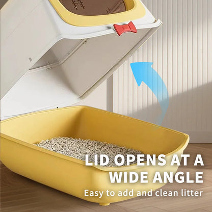 Purrfect Pet Kingdom - 52cm Large Fully Enclosed Flip Cover Cat Litter Box, Anti-Sp - Litter Boxes