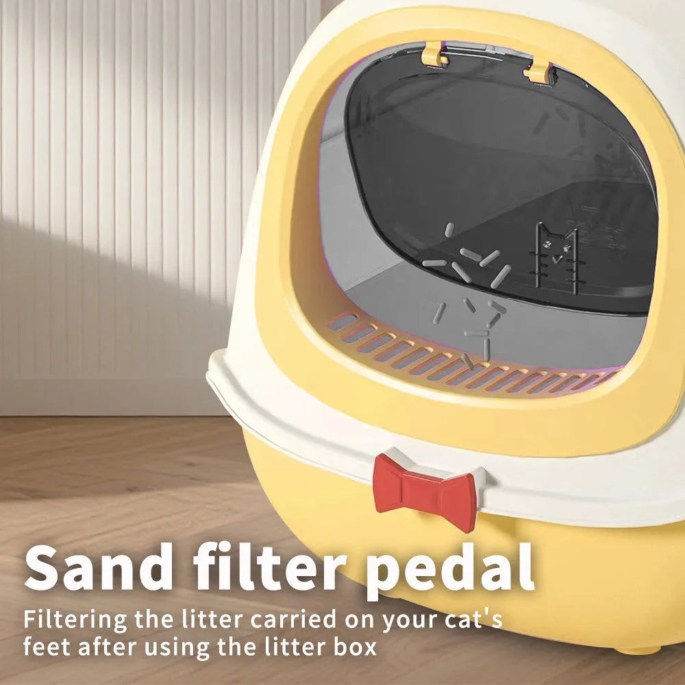 Purrfect Pet Kingdom - 52cm Large Fully Enclosed Flip Cover Cat Litter Box, Anti-Sp - Litter Boxes