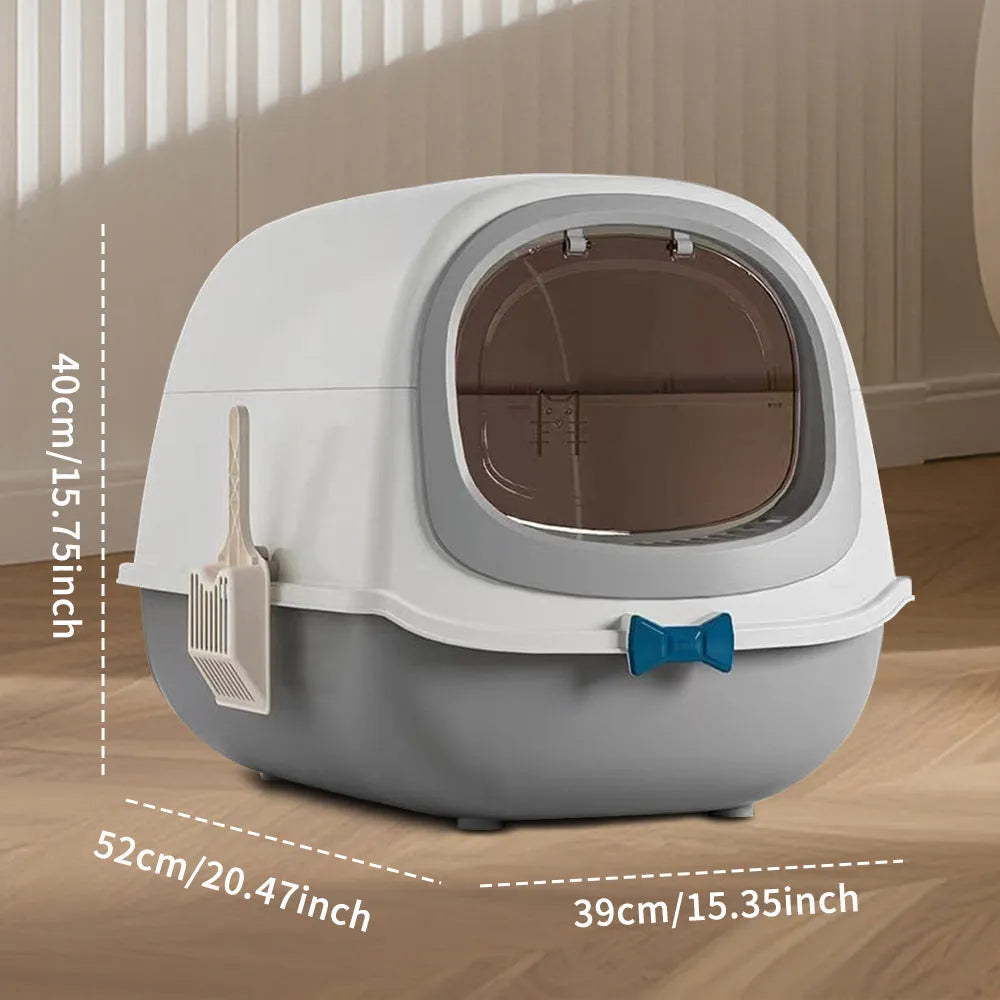 Purrfect Pet Kingdom - 52cm Large Fully Enclosed Flip Cover Cat Litter Box, Anti-Sp - Litter Boxes