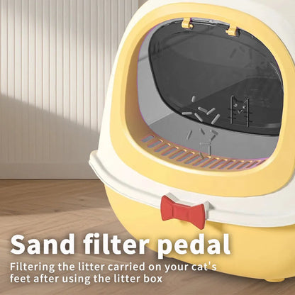 Purrfect Pet Kingdom - 52cm Large Fully Enclosed Flip Cover Cat Litter Box, Anti-Sp - Litter Boxes