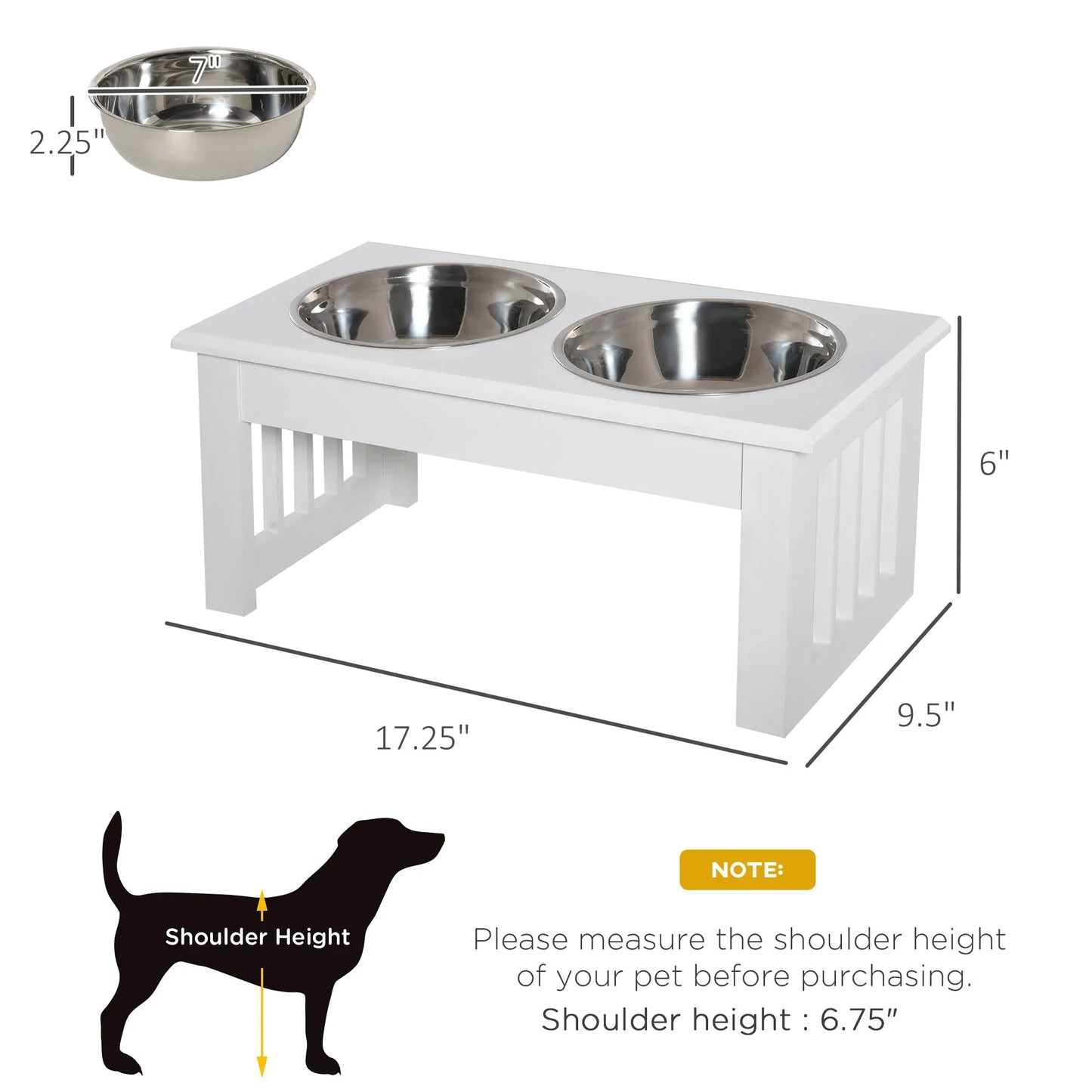 Purrfect Pet Kingdom - 6" Height Small Puppy Dog Feeding Station for Messy Pets, Stainless Steel Elevated Dog Bowls with M...