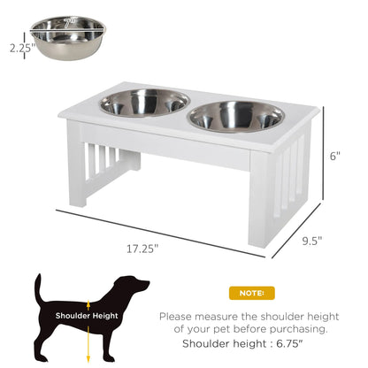 Purrfect Pet Kingdom - 6" Height Small Puppy Dog Feeding Station for Messy Pets, Stainless Steel Elevated Dog Bowls with M...