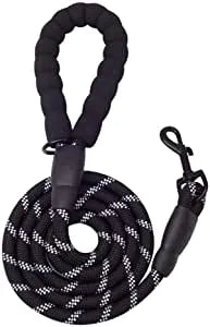 Black 6ft standard dog leash from Purrfect Pet Kingdom, ideal for walking dogs, priced at $12.99.