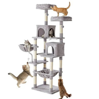 Purrfect Pet Kingdom - 71-Inch Deluxe Multi-Story Cat Tree and Scratching Post - Cat Trees & Towers