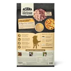 Purrfect Pet Kingdom Acana Grains Poultry Dog Food 4lb bag in vibrant colors, nutritious dog food for healthy pets.