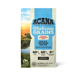 Purrfect Pet Kingdom Acana Wholesome Grains Duck Dog food in a 4lb bag, perfect for nourishing your dog with wholesome ing...