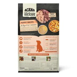 Purrfect Pet Kingdom Acana Wholesome Grains Puppy Dry Food 4lb in a vibrant bag, perfect for dogs and puppies.