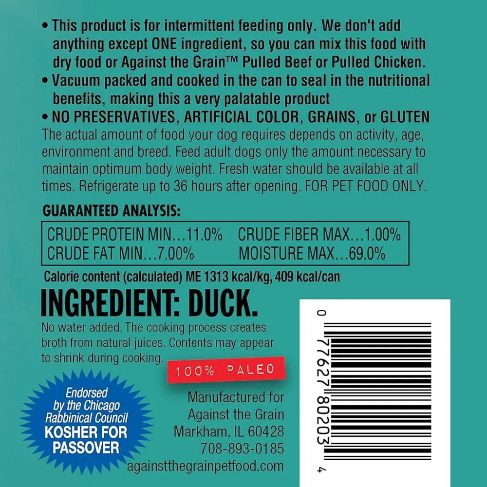 Purrfect Pet Kingdom - Against Grain 100% Duck Wet Dog 11oz - Food