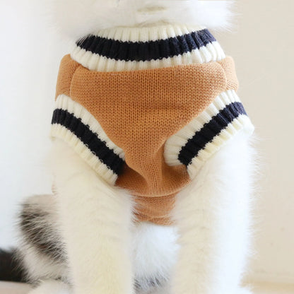 Purrfect Pet Kingdom® - American College Style Fleece Cat Knit Sweater Sleeveless - Pet Sweaters