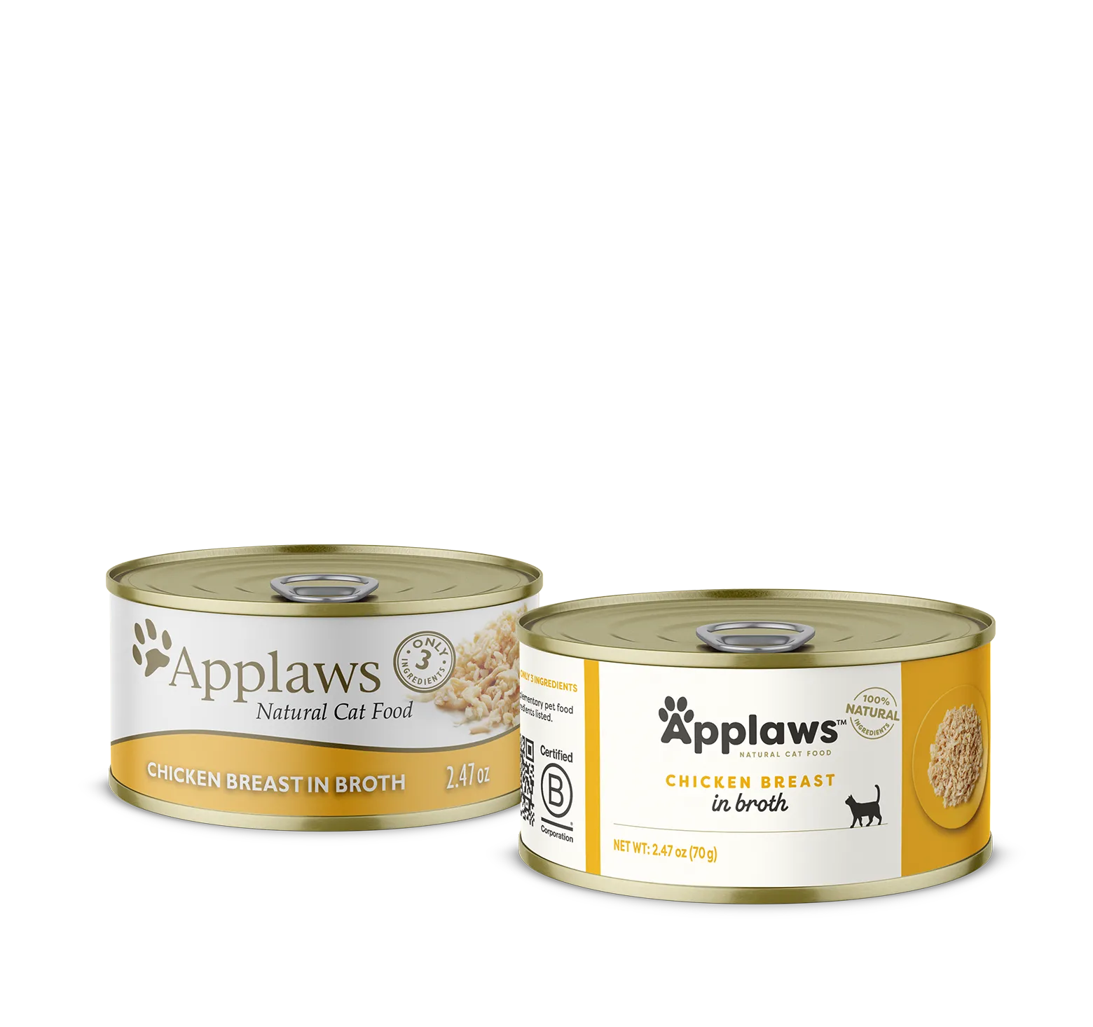 Purrfect Pet Kingdom Applaws Chicken Broth Wet Cat Food, 2.19 oz, in a colorful packaging, perfect for cats and pets.