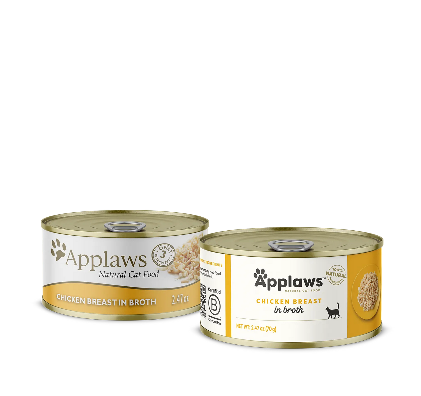 Purrfect Pet Kingdom Applaws Chicken Broth Wet Cat Food, 2.19 oz, in a vibrant packaging, perfect for nourishing cats.