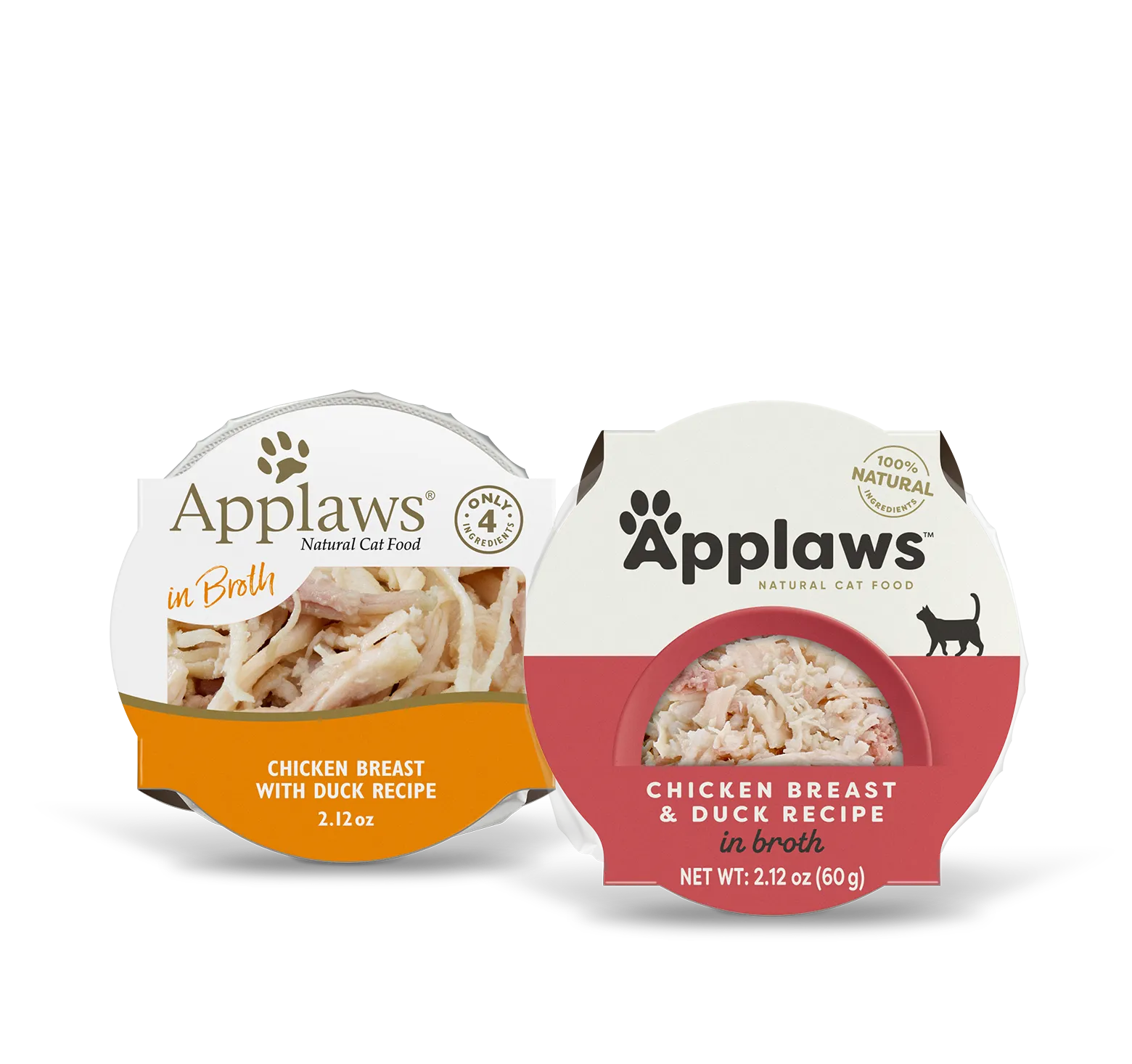 Purrfect Pet Kingdom Applaws Chicken Duck Wet Cat Food, 2.19 oz, featuring a colorful packaging design for cats.