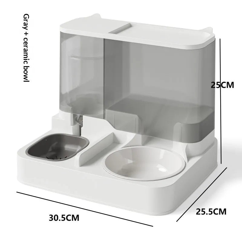 Purrfect Pet Kingdom® - Automatic Feeder And Water Fountain Combo Cat Food Bowl - Auto Feeders