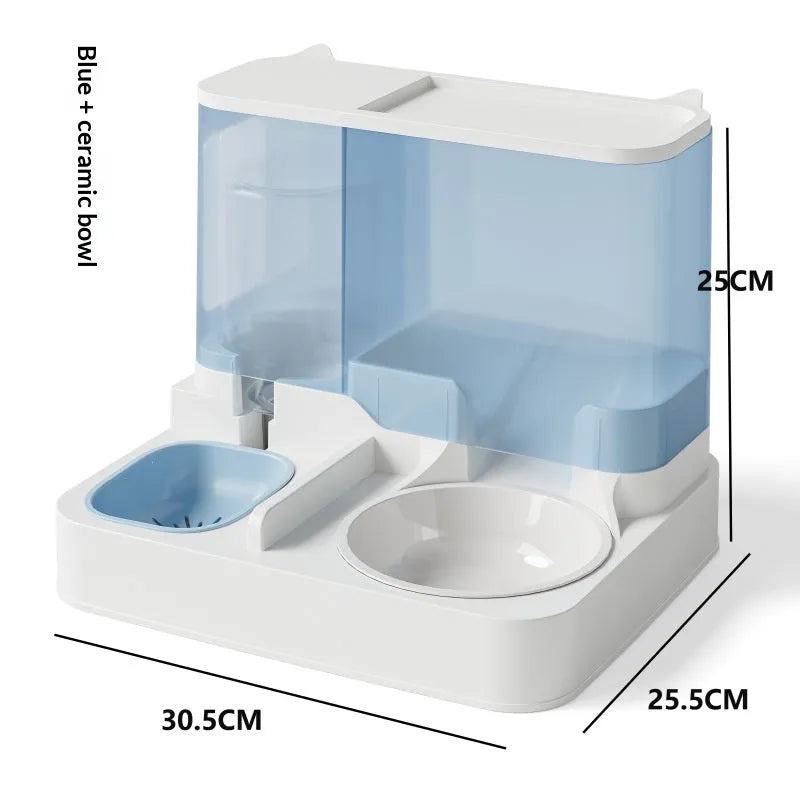 Purrfect Pet Kingdom® - Automatic Feeder And Water Fountain Combo Cat Food Bowl - Auto Feeders