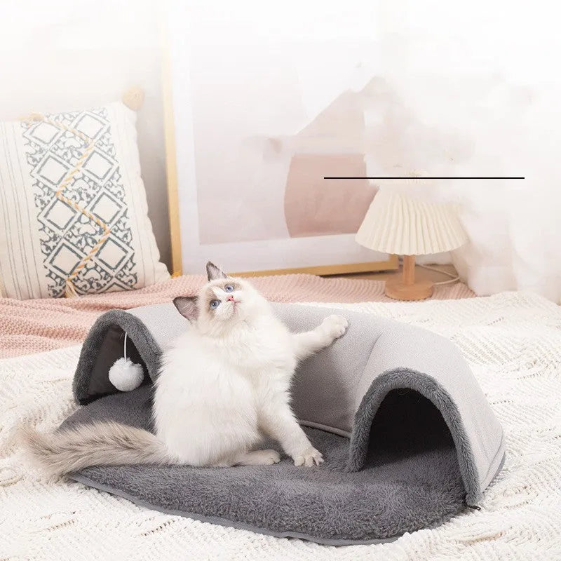 Purrfect Pet Kingdom® - Autumn And Winter Cat Nest Cat Tunnel Plush - Cat Condos & Houses