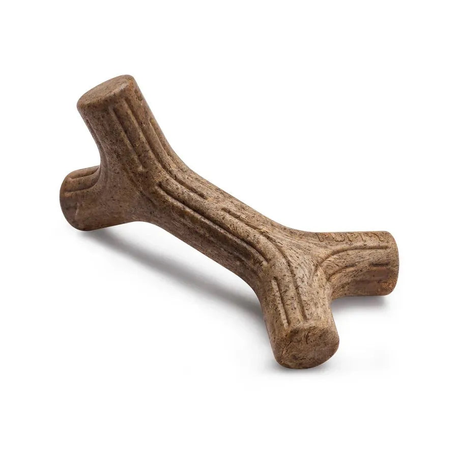 Purrfect Pet Kingdom Benebone Maplewood Maplestick Puppy dog toy in natural wood color, perfect for playful pets.