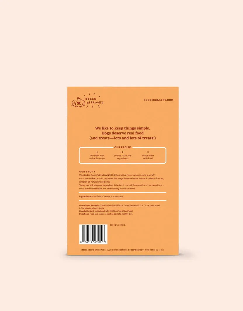 Purrfect Pet Kingdom Bocce's Cheese Flavor Dog Biscuits in a vibrant package, ideal treats for dogs, priced at $9.99.