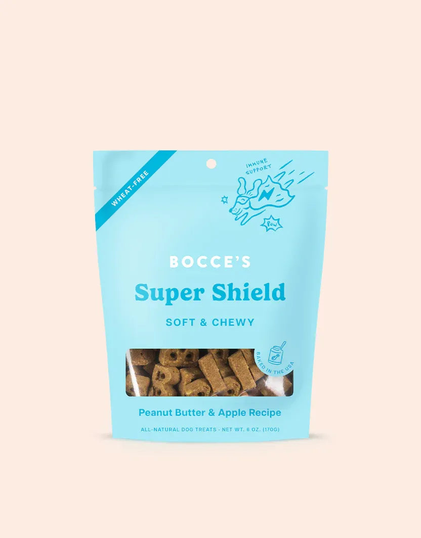 Purrfect Pet Kingdom Bocce's Super Shield Soft Treats in a colorful packaging, perfect dog treats for your furry friend, $...