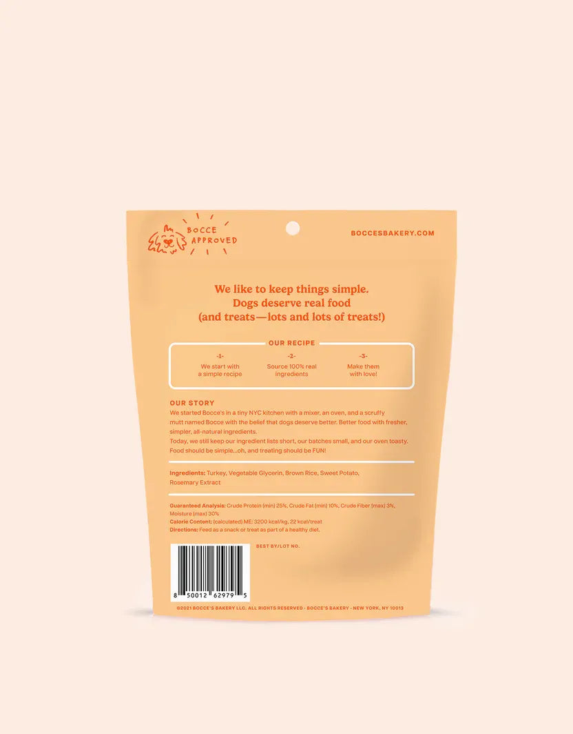 Purrfect Pet Kingdom Bocce's Turkey Potato Jerky Stick treat for dogs and cats, 10.99, featuring a savory brown color.