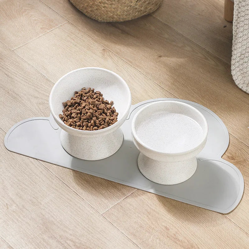 Purrfect Pet Kingdom® - Cat Bowl Ceramic Shallow Mouth High Foot Anti Overturn - Bowls