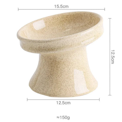 Purrfect Pet Kingdom® - Cat Bowl Ceramic Shallow Mouth High Foot Anti Overturn - Bowls