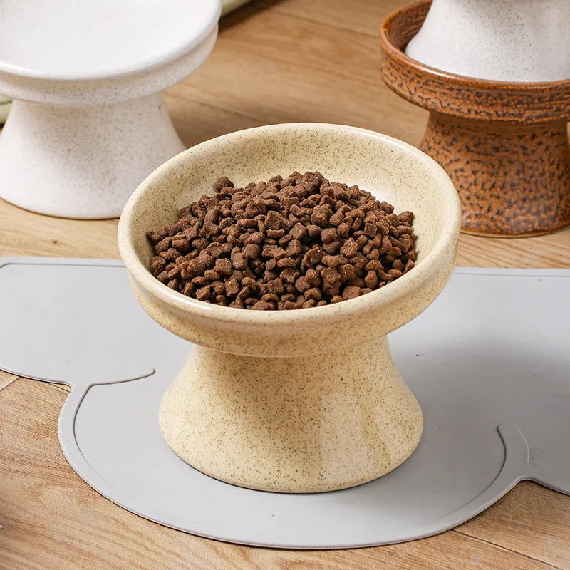 Purrfect Pet Kingdom® - Cat Bowl Ceramic Shallow Mouth High Foot Anti Overturn - Bowls