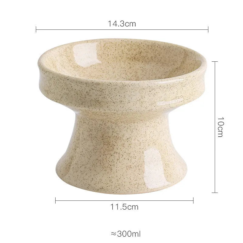 Purrfect Pet Kingdom® - Cat Bowl Ceramic Shallow Mouth High Foot Anti Overturn - Bowls