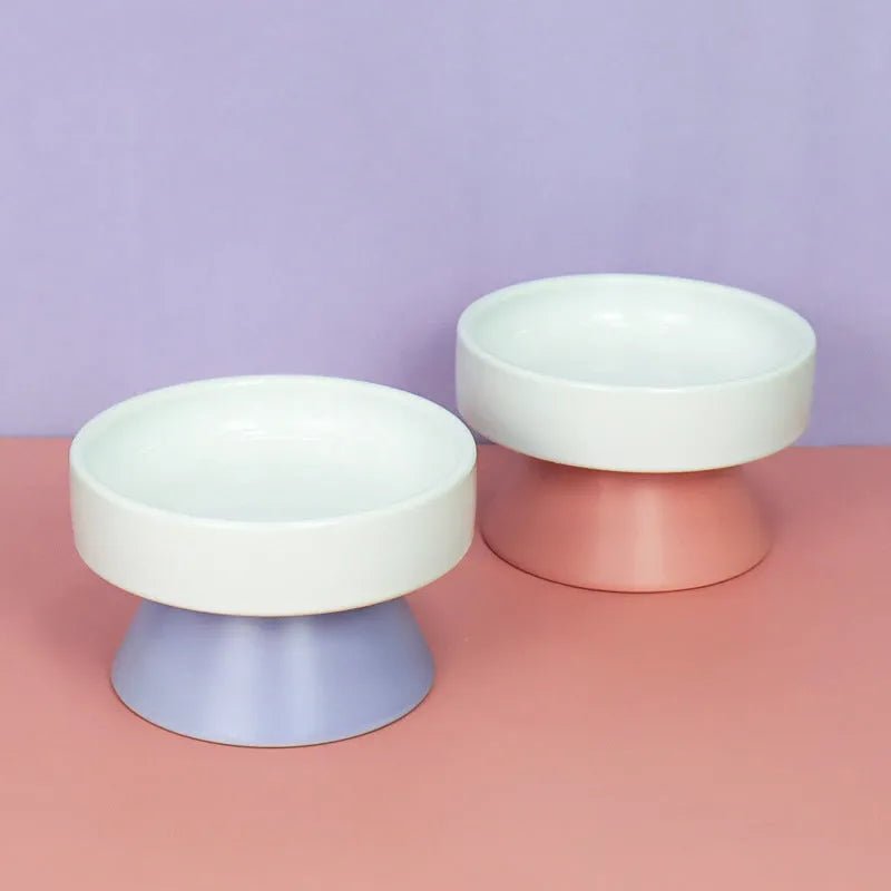 Purrfect Pet Kingdom® - Cat Ceramic Heightened Neck Guard Wide Mouth Bowl Drinking - Bowls