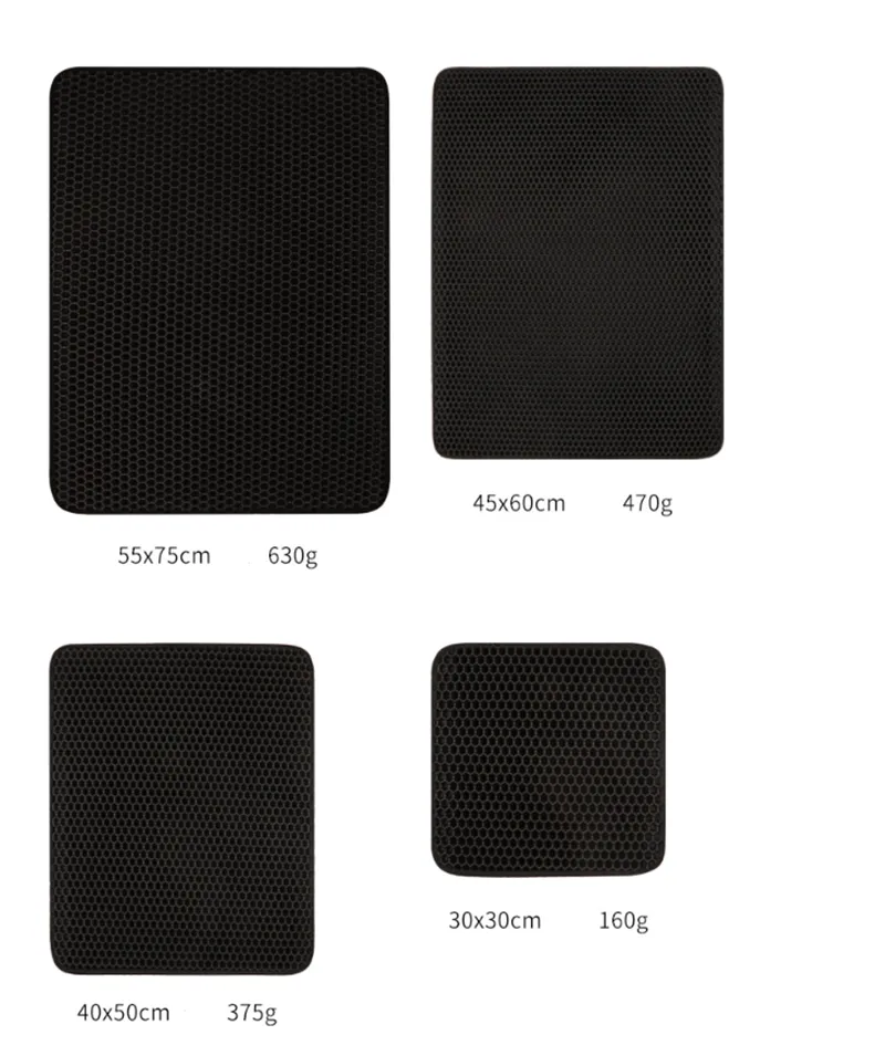 Purrfect Pet Kingdom Cat Litter Pad in black, honeycomb double layer design, available in sizes S, M, L for cats and dogs.