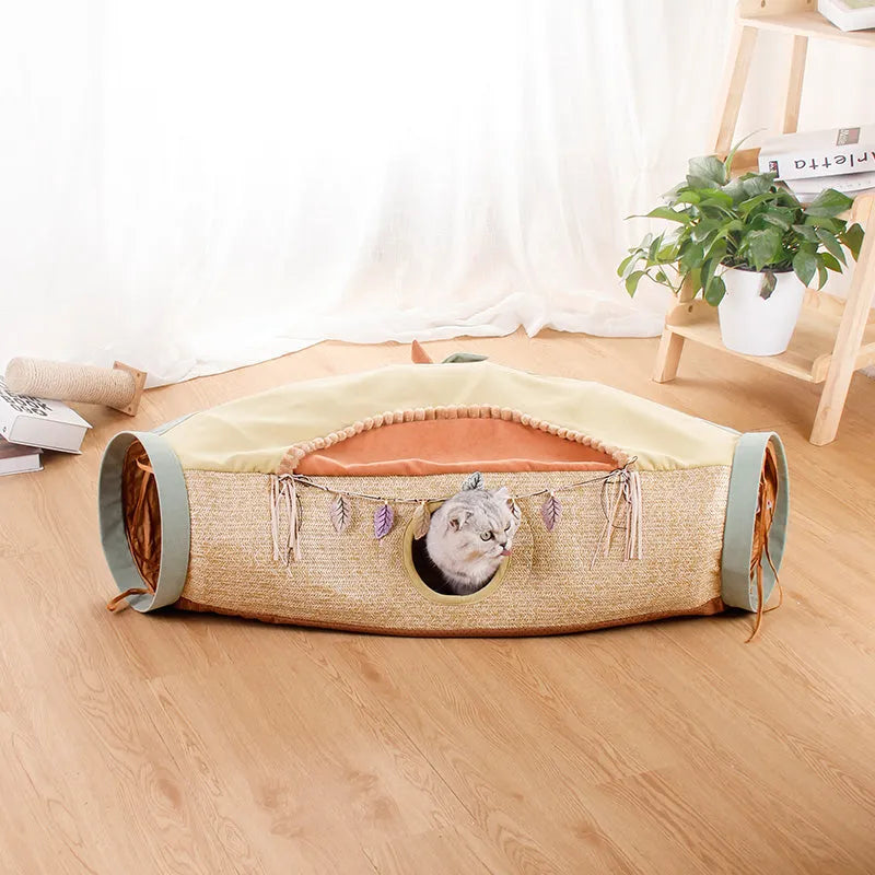 Purrfect Pet Kingdom® - Cat Net Red Cat Litter Roll Totoro Toys Drilling Hole Cat - Tunnels