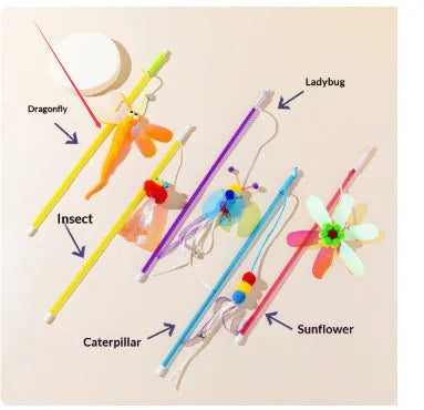 Purrfect Pet Kingdom® - Cat Teaser Wand Toy With Shiny, Reflective Plastic Pieces - Cat Toys