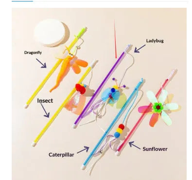 Purrfect Pet Kingdom® - Cat Teaser Wand Toy With Shiny, Reflective Plastic Pieces - 0