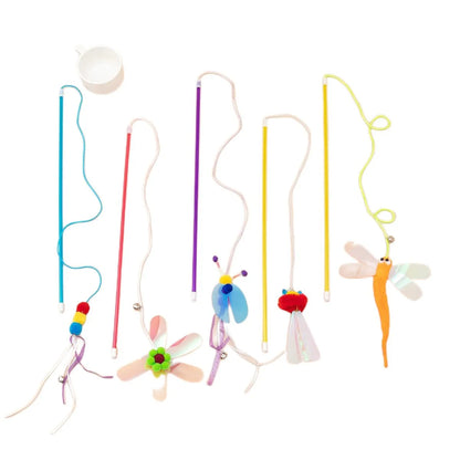 Purrfect Pet Kingdom® - Cat Teaser Wand Toy With Shiny, Reflective Plastic Pieces - Cat Toys