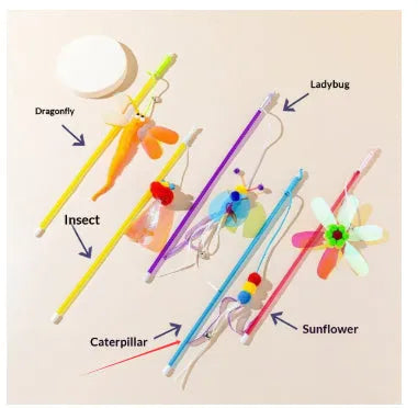 Purrfect Pet Kingdom® - Cat Teaser Wand Toy With Shiny, Reflective Plastic Pieces - 0