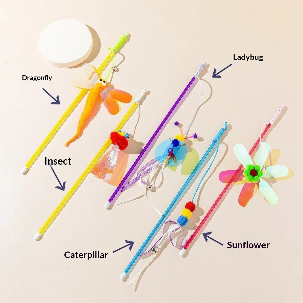 Purrfect Pet Kingdom® - Cat Teaser Wand Toy With Shiny, Reflective Plastic Pieces - 0