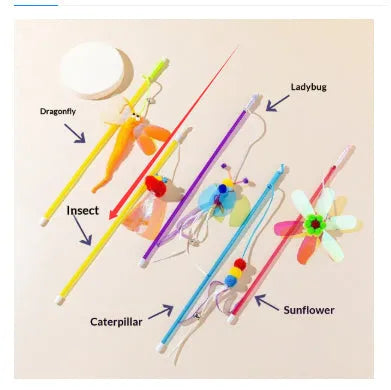 Purrfect Pet Kingdom® - Cat Teaser Wand Toy With Shiny, Reflective Plastic Pieces - 0