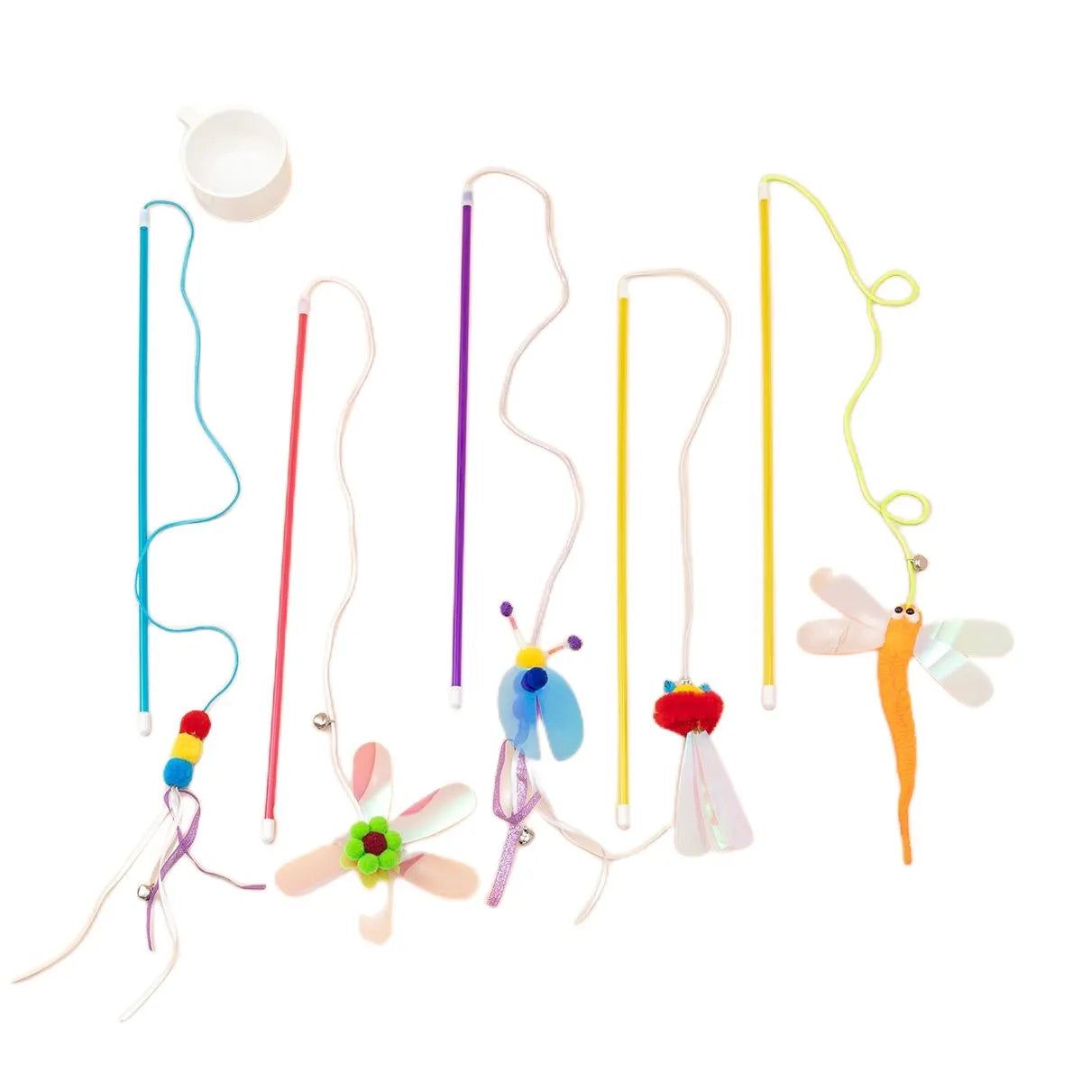 Purrfect Pet Kingdom® - Cat Teaser Wand Toy With Shiny, Reflective Plastic Pieces - Cat Toys