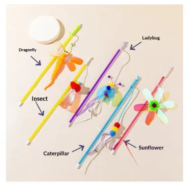 Purrfect Pet Kingdom® - Cat Teaser Wand Toy With Shiny, Reflective Plastic Pieces - Cat Toys