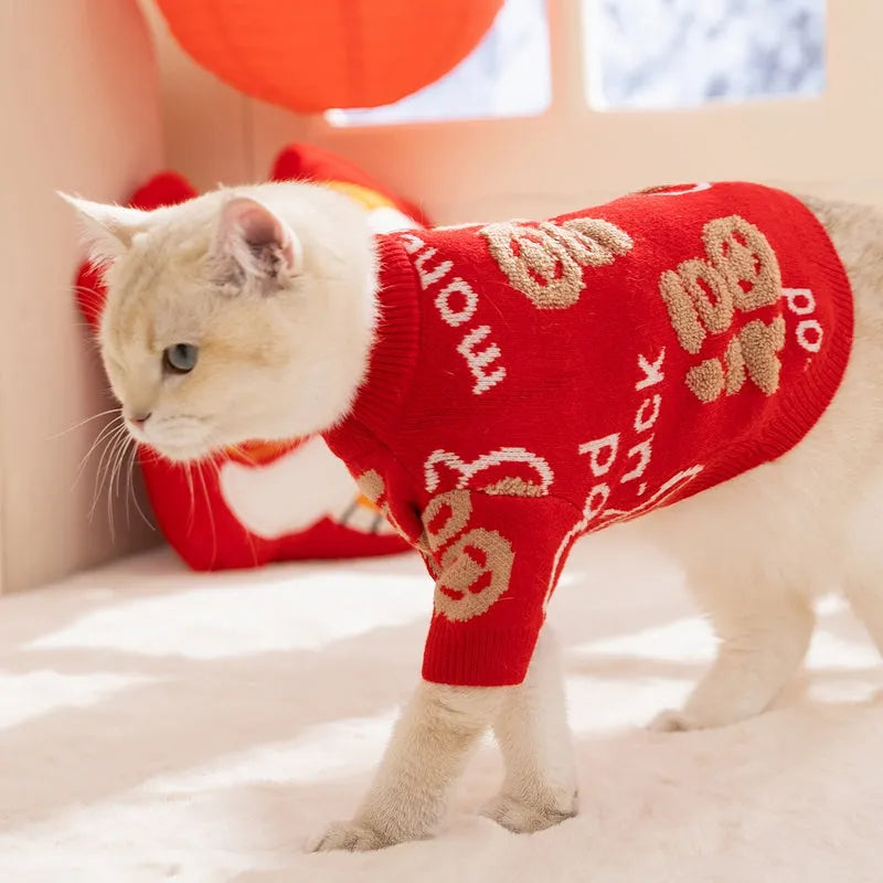 Purrfect Pet Kingdom® - Cats Keep Warm In Autumn And Winter, Full Of Good Fortune - Pet Sweaters