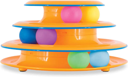 Purrfect Pet Kingdom® - Catstages Tower Of Tracks Interactive 3-Tier Cat Track Toy - Cat Toys