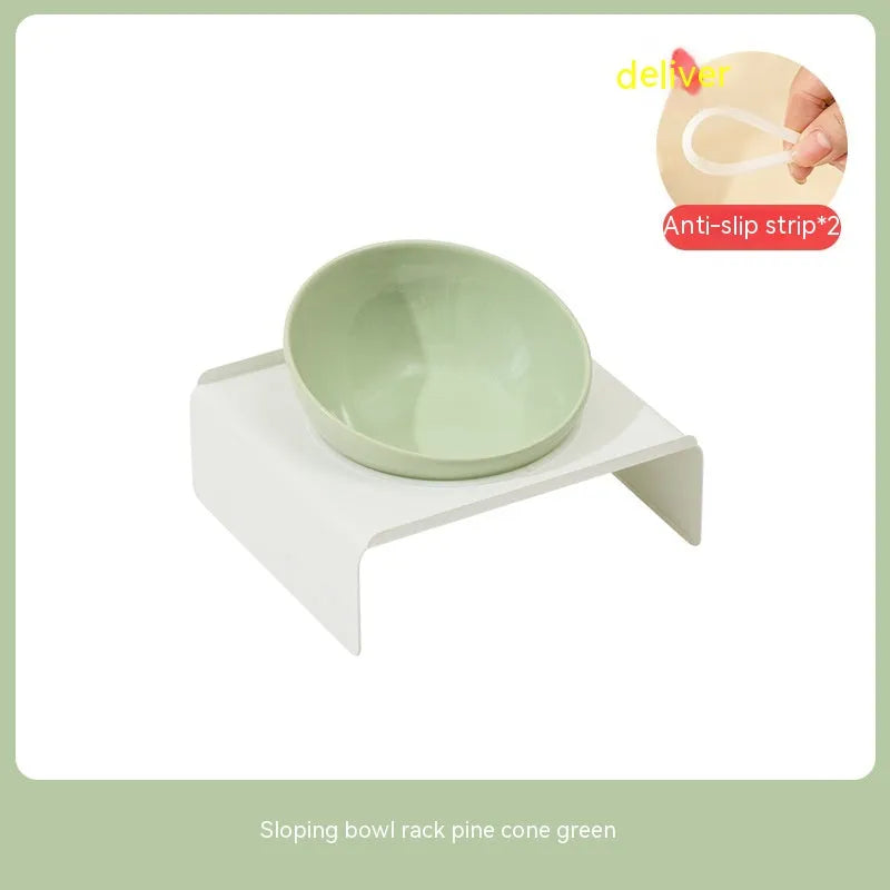 Purrfect Pet Kingdom - Ceramic Bevel Beveled Bowl Pet Cat Bowl - Cat Bowls & Feeders
