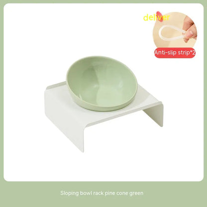Purrfect Pet Kingdom - Ceramic Bevel Beveled Bowl Pet Cat Bowl - Cat Bowls & Feeders