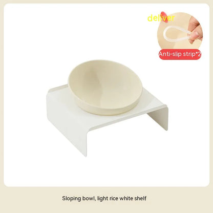 Purrfect Pet Kingdom - Ceramic Bevel Beveled Bowl Pet Cat Bowl - Cat Bowls & Feeders