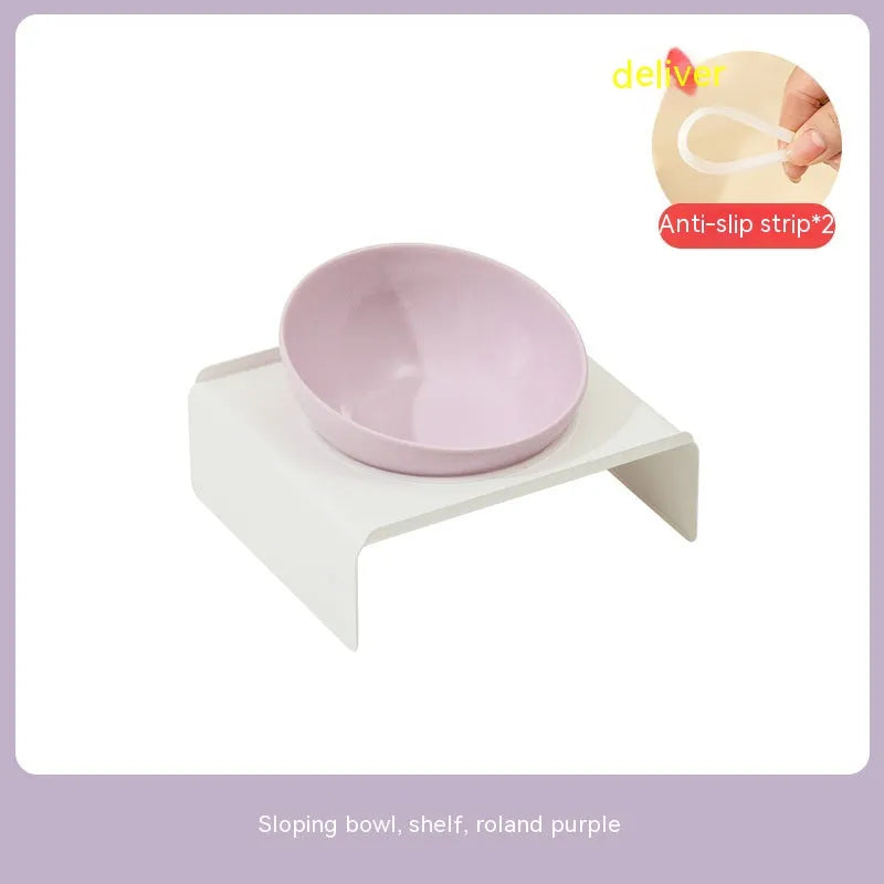 Purrfect Pet Kingdom - Ceramic Bevel Beveled Bowl Pet Cat Bowl - Cat Bowls & Feeders