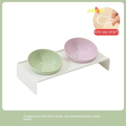 Purrfect Pet Kingdom - Ceramic Bevel Beveled Bowl Pet Cat Bowl - Cat Bowls & Feeders